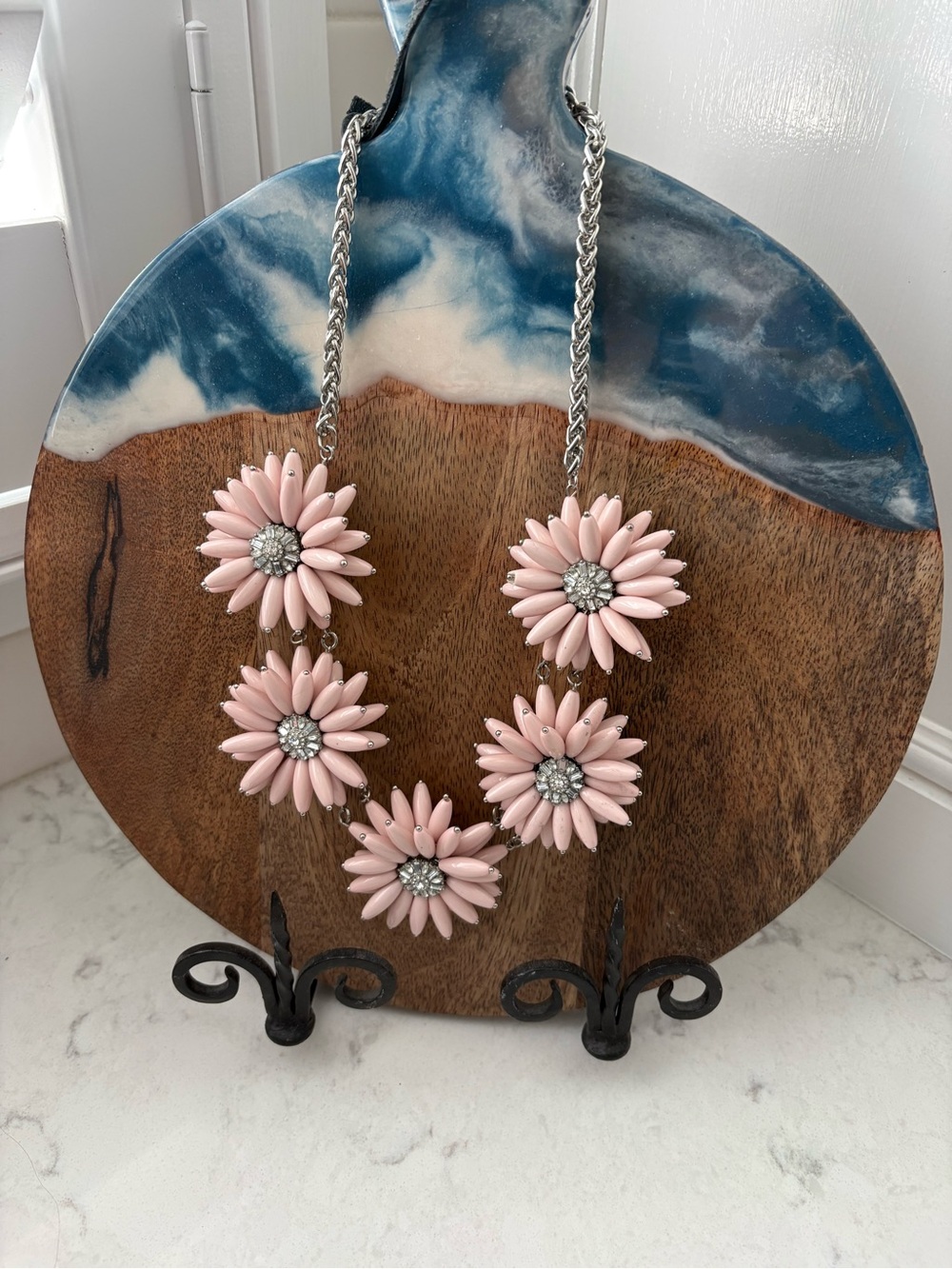 BaubleBar Pink Floral Statement Necklace